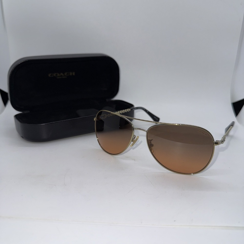 Coach Aviator Sunglasses Light Gold Brown Gradient  HC 7077